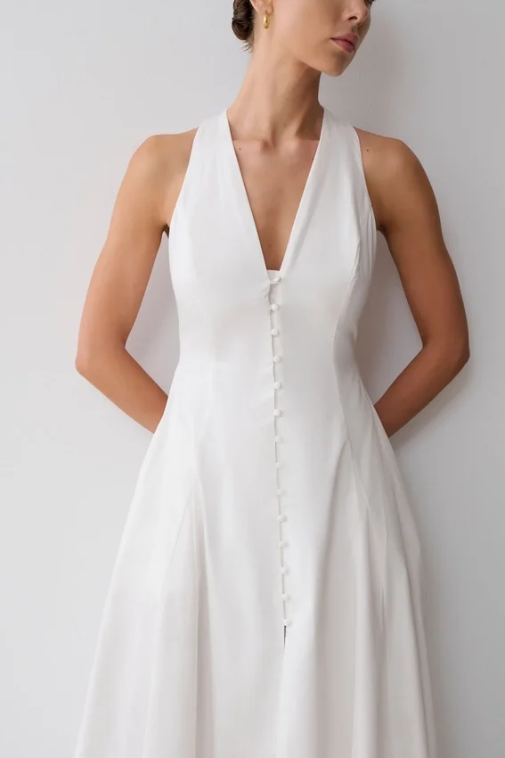 Sienna Button Down Maxi Dress – White Sienna Button Down Maxi Dress – White