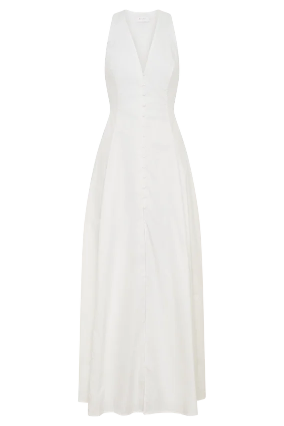 Sienna Button Down Maxi Dress – White Sienna Button Down Maxi Dress – White