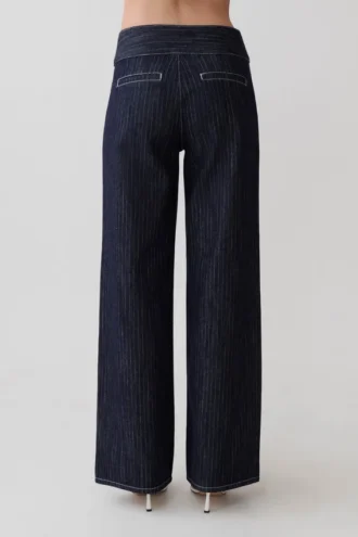 Sienna Flare Mid Rise Denim Jeans – Indigo Pinstripe