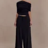 Sierra Asymmetrical Cashmere Blend Knit Top – Black