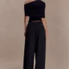 Sierra Asymmetrical Cashmere Blend Knit Top – Black