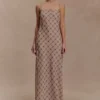 Silvana Chiffon Maxi Dress – Snake Check Print Mocha Silvana Chiffon Maxi Dress – Snake Check Print Mocha