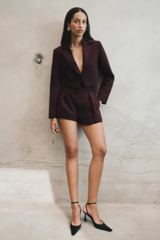 Simone Cropped Suiting Blazer – Dark Chocolate