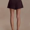 Simone Pleated Suiting Short – Dark Chocolate Simone Pleated Suiting Short – Dark Chocolate