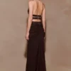 Siren Satin And Diamante Halter Top – Dark Chocolate Siren Satin And Diamante Halter Top – Dark Chocolate