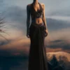 Siren Satin And Diamante Maxi Skirt – Dark Chocolate Siren Satin And Diamante Maxi Skirt – Dark Chocolate