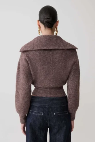 Skylaine Zip Knit Jumper – Brown Marle