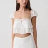 Skylar Lace Sleeveless Crop Top – White