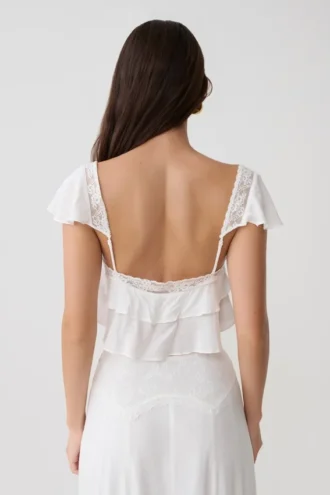 Skylar Lace Sleeveless Crop Top – White