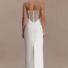 Sloane Strapless Maxi Dress With Pearls – White Sloane Strapless Maxi Dress With Pearls – White