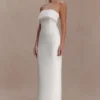 Sloane Strapless Maxi Dress With Pearls – White Sloane Strapless Maxi Dress With Pearls – White