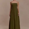 Sofie Pintuck Linen Maxi Dress – Khaki Sofie Pintuck Linen Maxi Dress – Khaki