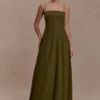 Sofie Pintuck Linen Maxi Dress – Khaki Sofie Pintuck Linen Maxi Dress – Khaki