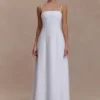 Sofie Pintuck Linen Maxi Dress – White Sofie Pintuck Linen Maxi Dress – White