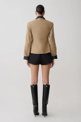 Solange Zip Up Collared Jacket – Natural