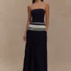 Solaris Strapless Contrast Knit Maxi Dress – Black/White Solaris Strapless Contrast Knit Maxi Dress – Black/White