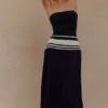 Solaris Strapless Contrast Knit Maxi Dress – Black/White Solaris Strapless Contrast Knit Maxi Dress – Black/White