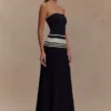 Solaris Strapless Contrast Knit Maxi Dress – Black/White Solaris Strapless Contrast Knit Maxi Dress – Black/White