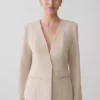 Solenne Collarless Suiting Blazer – Natural Marle Solenne Collarless Suiting Blazer – Natural Marle
