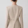 Solenne Collarless Suiting Blazer – Natural Marle Solenne Collarless Suiting Blazer – Natural Marle
