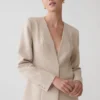 Solenne Collarless Suiting Blazer – Natural Marle Solenne Collarless Suiting Blazer – Natural Marle
