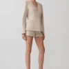 Solenne Collarless Suiting Blazer – Natural Marle Solenne Collarless Suiting Blazer – Natural Marle