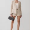 Solenne Collarless Suiting Blazer – Natural Marle Solenne Collarless Suiting Blazer – Natural Marle