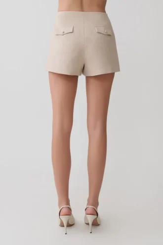 Solenne Suiting Shorts – Natural Marle