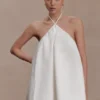 Sonja Keyhole Halter Cotton Mini Dress – White Sonja Keyhole Halter Cotton Mini Dress – White