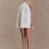 Sonja Keyhole Halter Cotton Mini Dress – White Sonja Keyhole Halter Cotton Mini Dress – White
