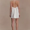 Sonja Keyhole Halter Cotton Mini Dress – White Sonja Keyhole Halter Cotton Mini Dress – White