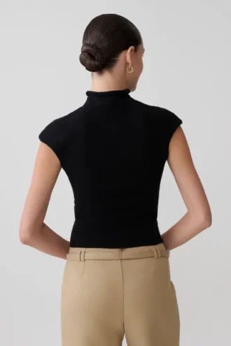 Sonny Short Sleeve Knit Top – Black