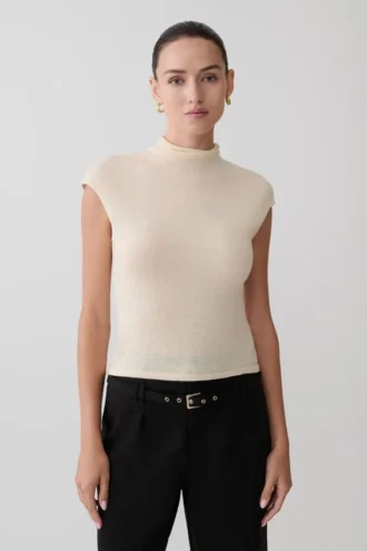 Sonny Short Sleeve Knit Top – Cream