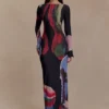 Soraya Long Sleeve Mesh Maxi Dress – Multi Fluid Reverie Print Soraya Long Sleeve Mesh Maxi Dress – Multi Fluid Reverie Print