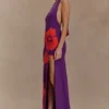 Stacy Knit Halter Maxi Dress – Purple/Red Stacy Knit Halter Maxi Dress – Purple/Red