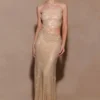 Starla Strapless Diamante Maxi Dress – Gold Starla Strapless Diamante Maxi Dress – Gold