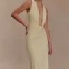 Stella Draped Slinky Maxi Dress – Pale Lemon Stella Draped Slinky Maxi Dress – Pale Lemon