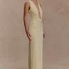 Stella Draped Slinky Maxi Dress – Pale Lemon Stella Draped Slinky Maxi Dress – Pale Lemon