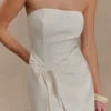 Steph Strapless Linen Mini Dress – White Steph Strapless Linen Mini Dress – White