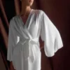 Sterling Satin Bridal Robe – Ivory