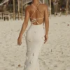 Suki Knit Maxi Dress With Flowers – Nude Suki Knit Maxi Dress With Flowers – Nude