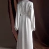 Sullivan Satin Bridal Robe With Lace – Ivory