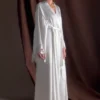 Sullivan Satin Bridal Robe With Lace – Ivory