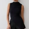 Suong High Neck Gathered Top – Black Suong High Neck Gathered Top – Black