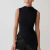 Suong High Neck Gathered Top – Black Suong High Neck Gathered Top – Black