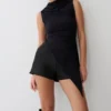 Suong High Neck Gathered Top – Black Suong High Neck Gathered Top – Black