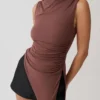 Suong High Neck Gathered Top – Mocha