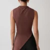 Suong High Neck Gathered Top – Mocha