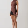 Suong High Neck Gathered Top – Mocha