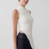 Suong High Neck Gathered Top – White Suong High Neck Gathered Top – White